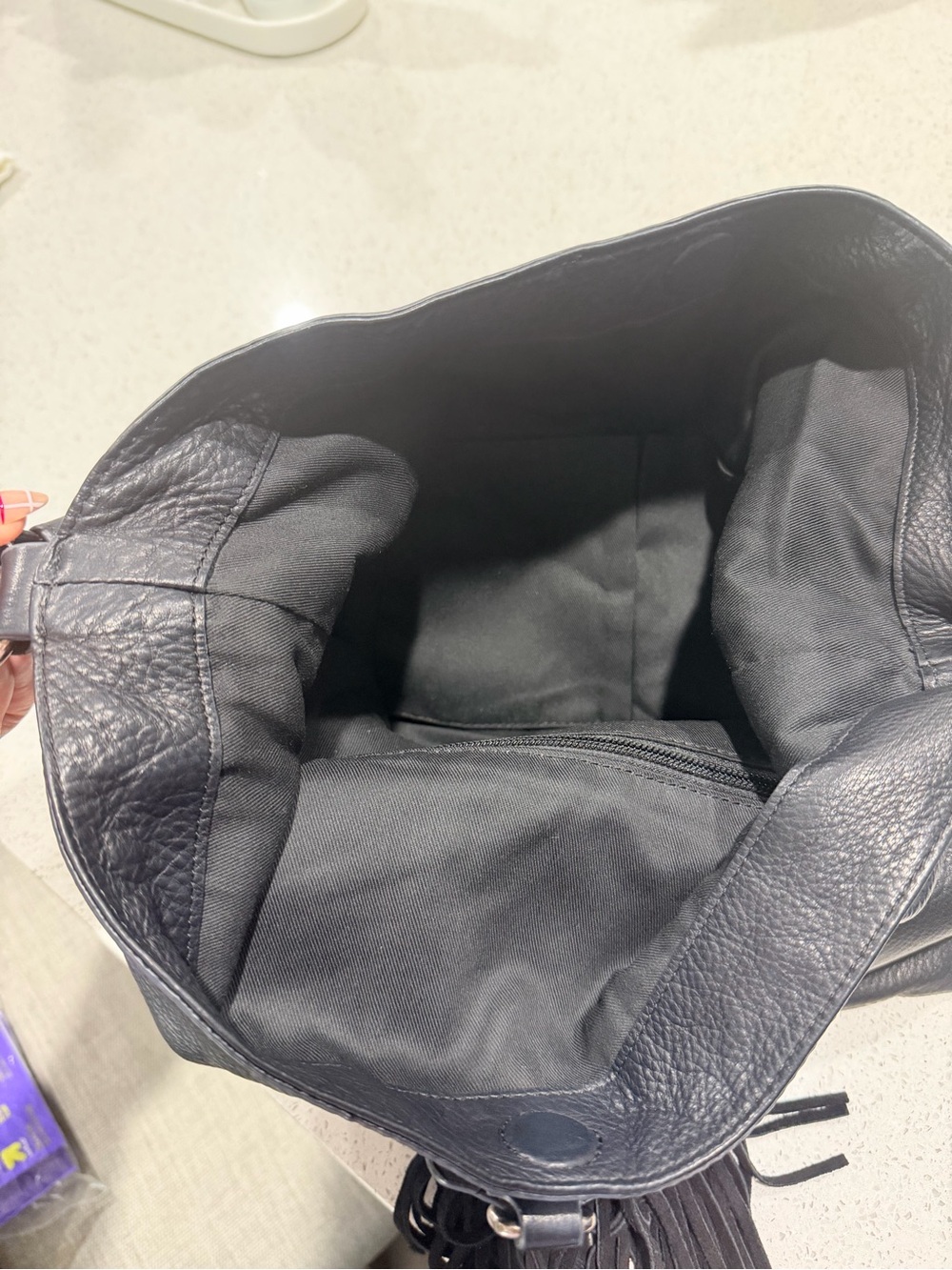 Frye Black Leather Tassel Hobo Bag - Picture 5 of 5
